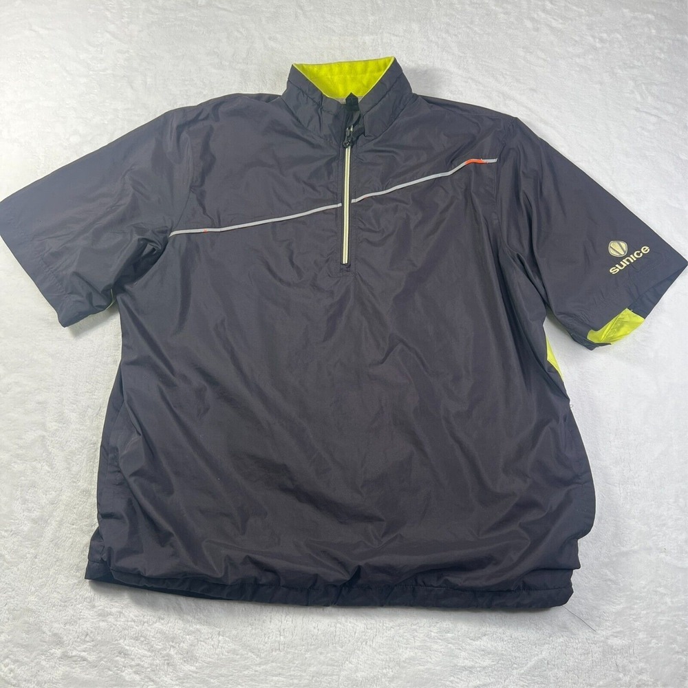 Sunice Jacket Mens L‎ Gray Green Golf Pullover Windbreaker 1/4 Zip Short Sleeve